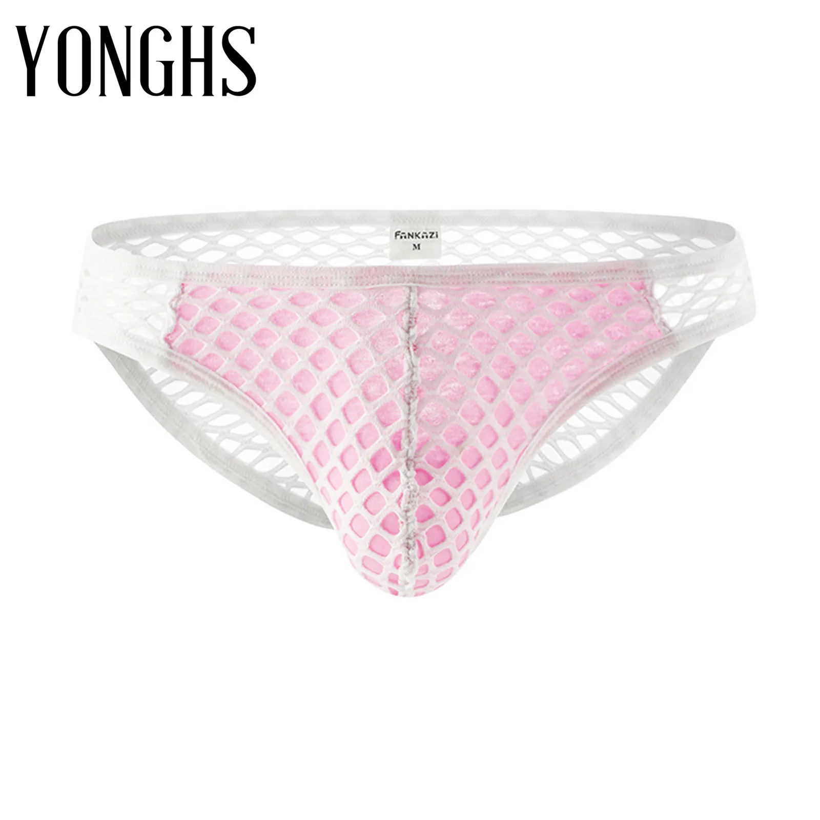 

Mens Lingerie Hollow Out Hot Briefs Panties Sexy See-through Fishnet Underwear Low Waist Contrast Color Bulge Pouch Underpants