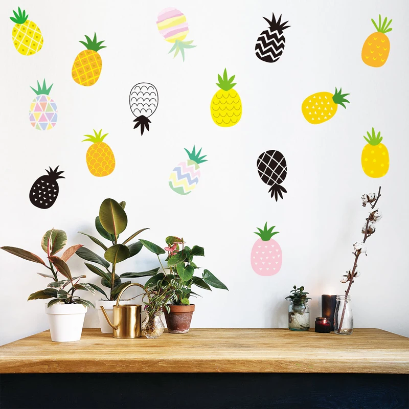 

Tofok 30pcs/set Cartoon Pineapple DIY Wall Sticker Nordic Ins Style Kids Room Bedroom Nursery Mural Decal Wallpaper Home Decor