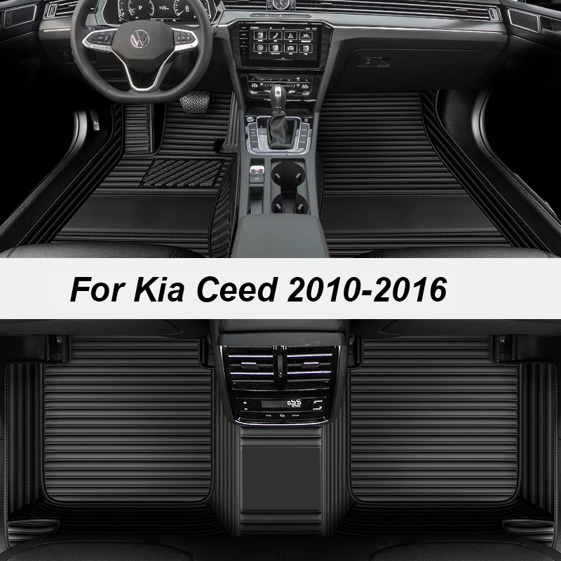 

Custom 5 Seats Leather Luxury Auto Car Mats With Pockets Floor Carpet Rugs For Kia Ceed 2010 2011 2012 2013 2014 accessories