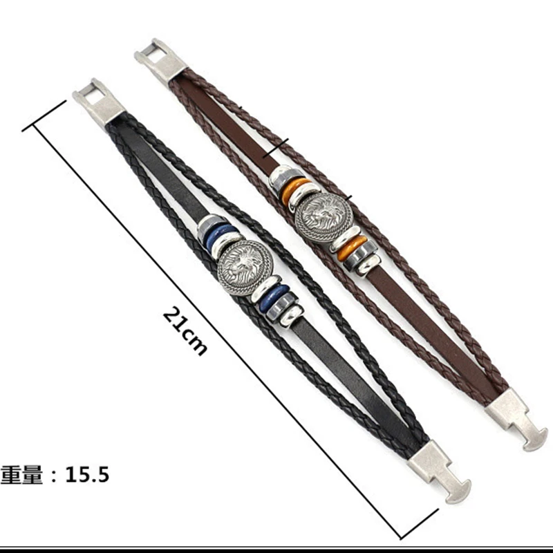 

CUTEECO 2019 New Vintage Lion Leather Bracelets Men Genuine Charm Bracelet Fashion Punk Jewelry Pulseras
