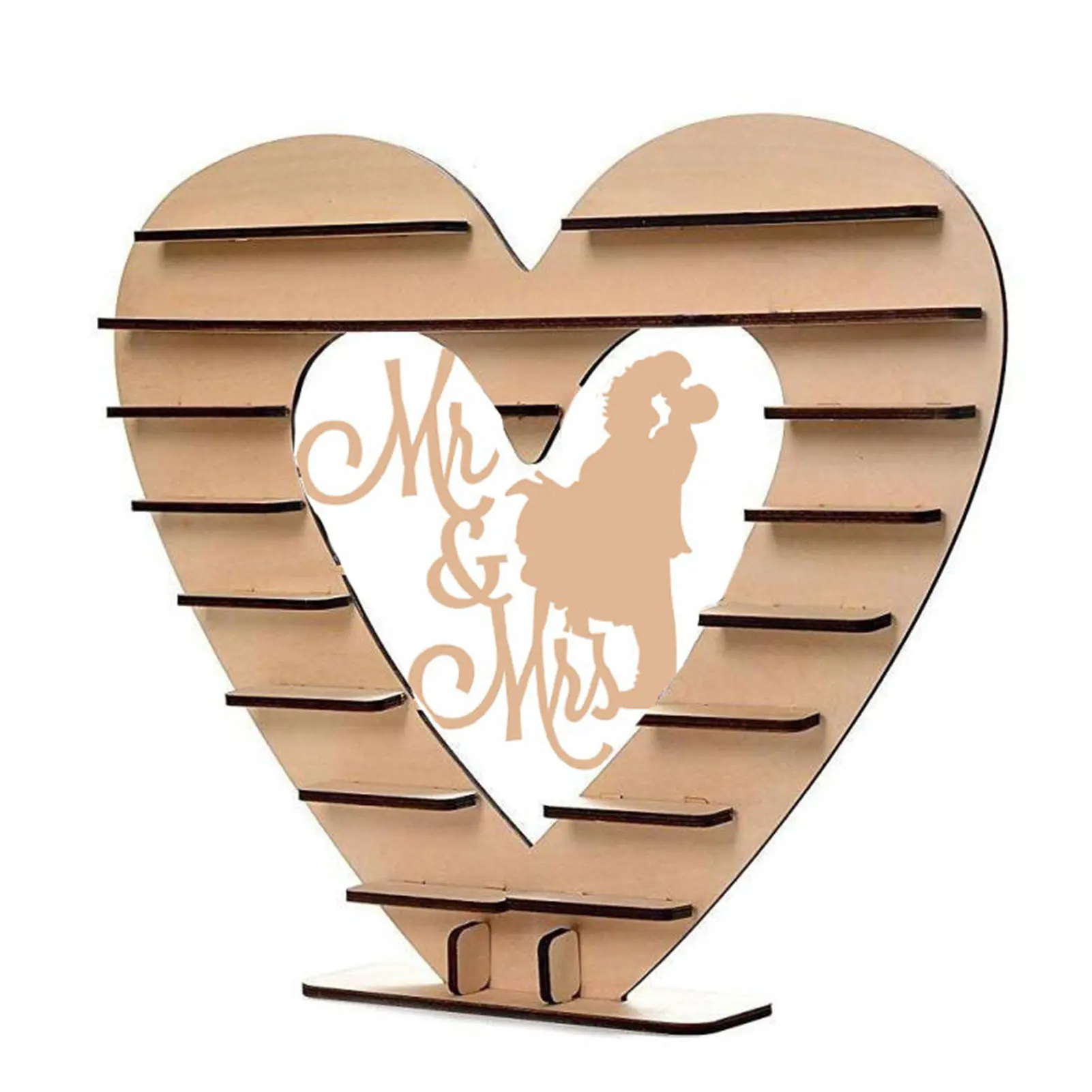 

Birthday Wooden Gift Chocolate Stand Smooth DIY Party Ornament Candy Snacks Wedding Decor Desktop Storage Romantic Heart Shape