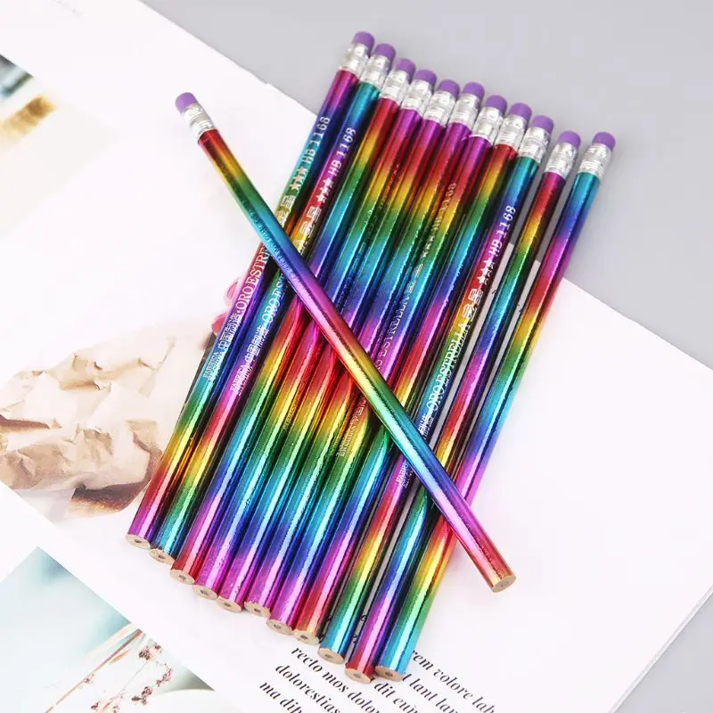 

CPDD 12Pcs Rainbow Pencil Wood Environmental Protection Bright Color HB Drawing Painting Pencils School Office Writing Pen