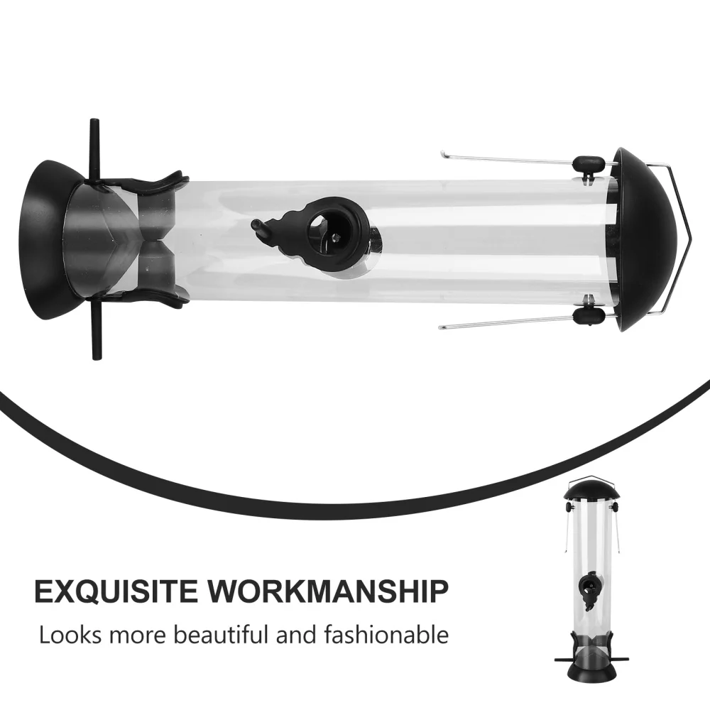 

1pc Waterproof Bird Food Container Garden Hanging Bird Feeder (Black)