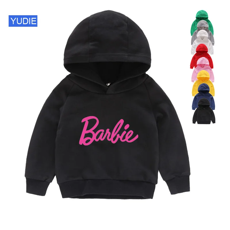girls Hoodies black Футболка для девочек; хлопковая одежда для малышей Kawaii; милые топы с короткими рукавами; детские толстовки с капюшоном; Свитшот; teeTops; Модная одежда для малышей - Цвет: girls Hoodies black