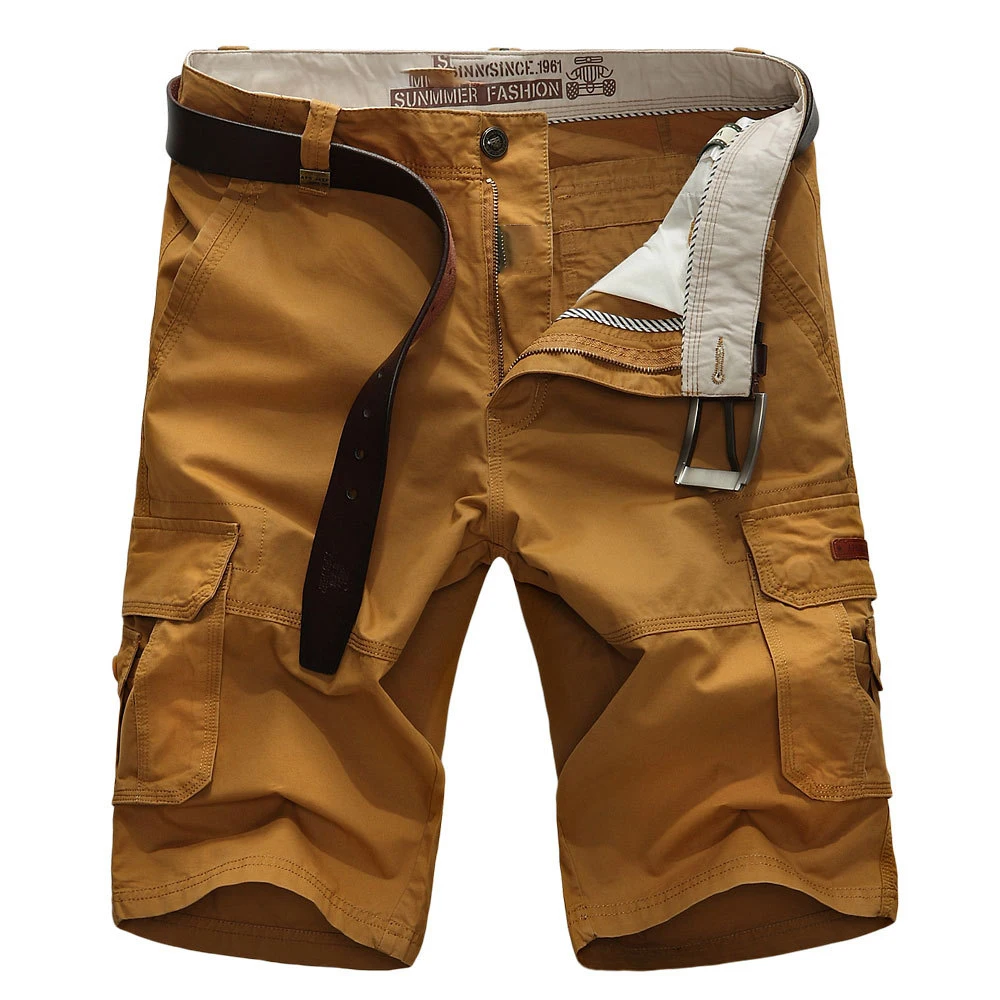 Шорты карго мужские с множеством карманов Брендовые повседневные свободные