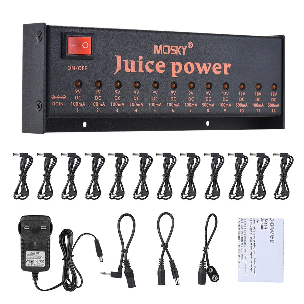 

Guitar Effect Pedal Power Supply Station Adapter 12 Outputs 9V 12V 18V With 2 Holes Power Adapter US/UK/AU/EU Plug Compact