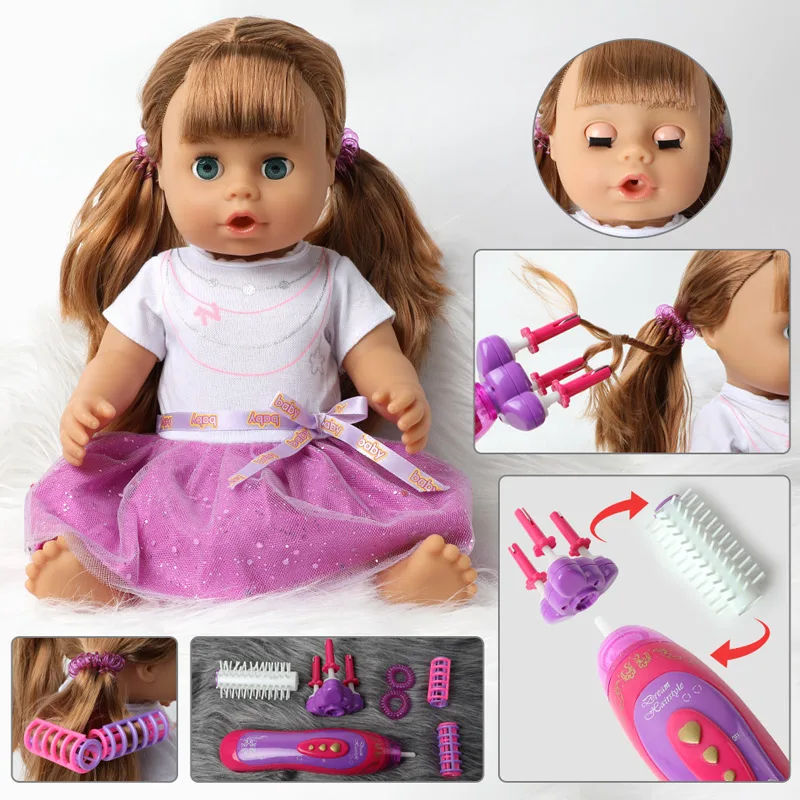 46 см Bebe reborn кукла для маленькой девочки Электрический галстук волос DIY игрушка 18