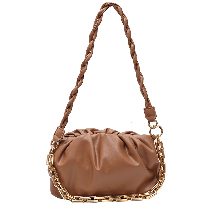 

Luxurious Chain Handbag 2020 PU Leather Thick Chain Cloud Bag Shoulder Bag Fashion simple handbag armpit bag