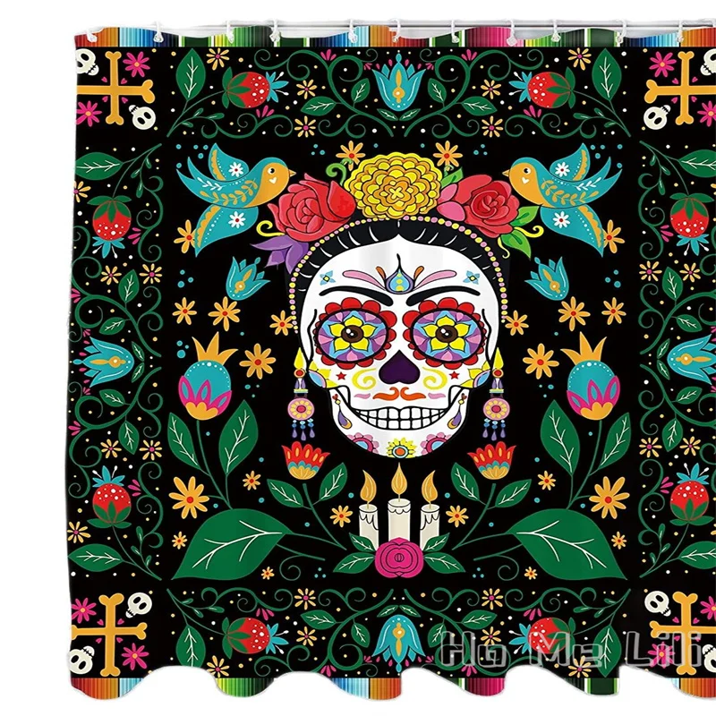 

Sugar Skull By Ho Me Lili Shower Curtain Mexican Floral Skeleton Flowers Day Of The Dead Hispanic Style Bathroom Decoration