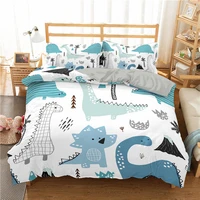hot selling 3d dinosaur family bedding set for kids cartoon printed bed cover single boys duvet cover set single size bedclothes