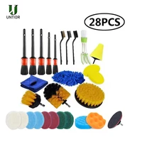 untior 28pcs electric drill brush scrub pads grout power drills scrubber car cleaning brush kitchen bathroom cleaning tools