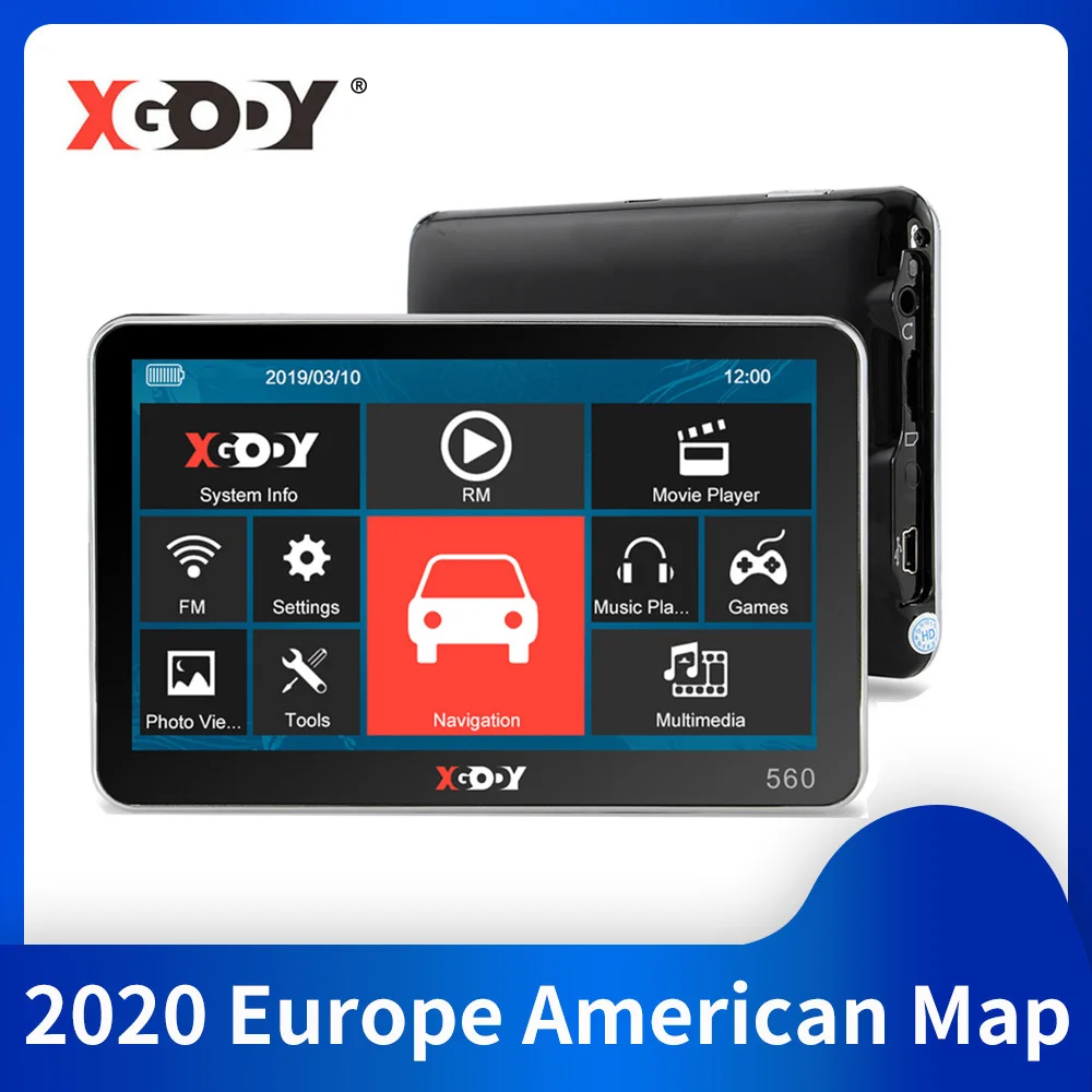 XGODY 5 дюймов Автомобильный GPS навигации 256 м + 8G Навигатор Bluetooth Россия Навител FM