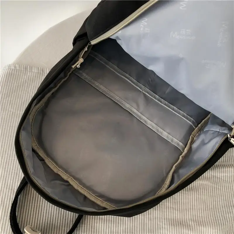 

Preppy Style Panelled Waterproof Nylon Women Backpack Schoolbag For Teenage Girls Multi-pocket Travel Bckpacks Female Book Bag
