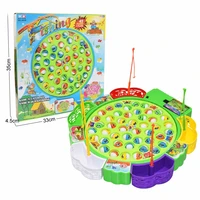 kids fishing toys electric rotating fishing play game musical fish plate set magnetic outdoor sports toys for children gifts