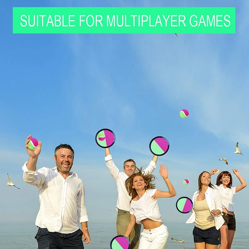 

Racket Thg Game Set 4 Rackets, 4 Balls and 2 Storage Bags, This Is a Outdoor Toy Racket Fishing Game for Children