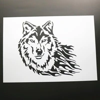 1pc wolf painting template diy layering stencils painting scrapbook coloring embossing album decorative card template reusable