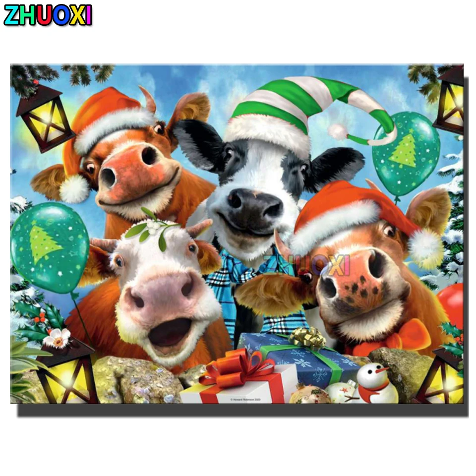 

DIY 5d Diamond Painting Merry Christmas Cow cross stitch diamond picture Mosaic Square Round Diamond Embroidery 5d Home Decor