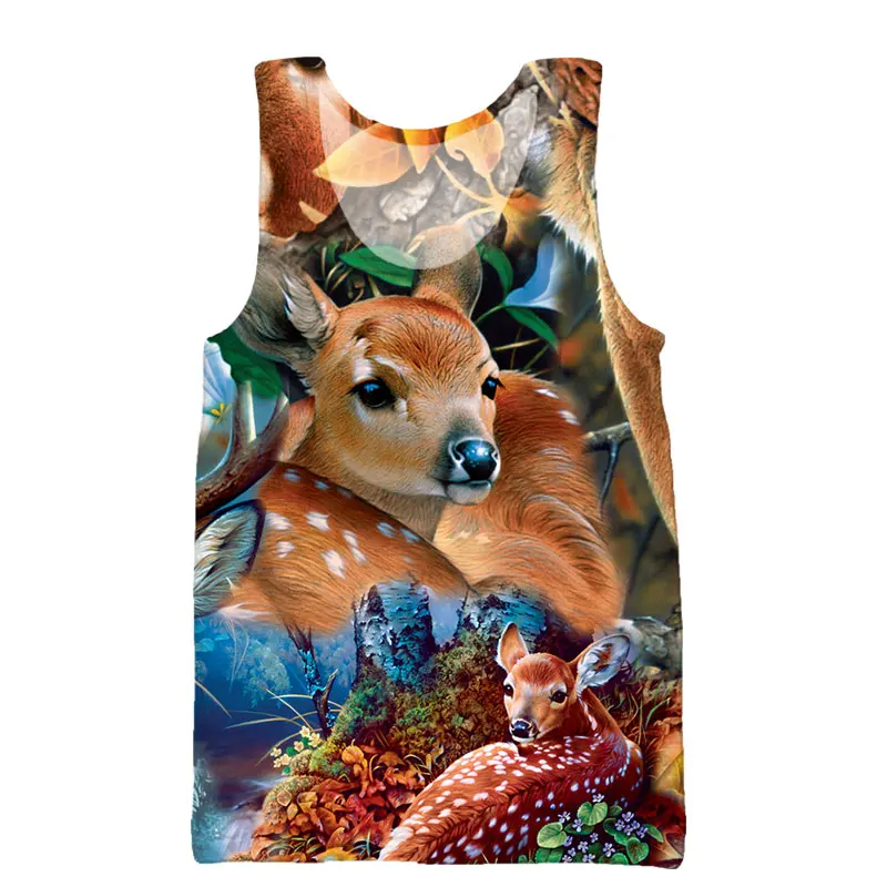 

SONSPEE Deer Vest 3D Print Men Undershirt Women Elephant Animal Streetwear Men's Tank Tops Sleeveless Harajuku O Neck Pullover