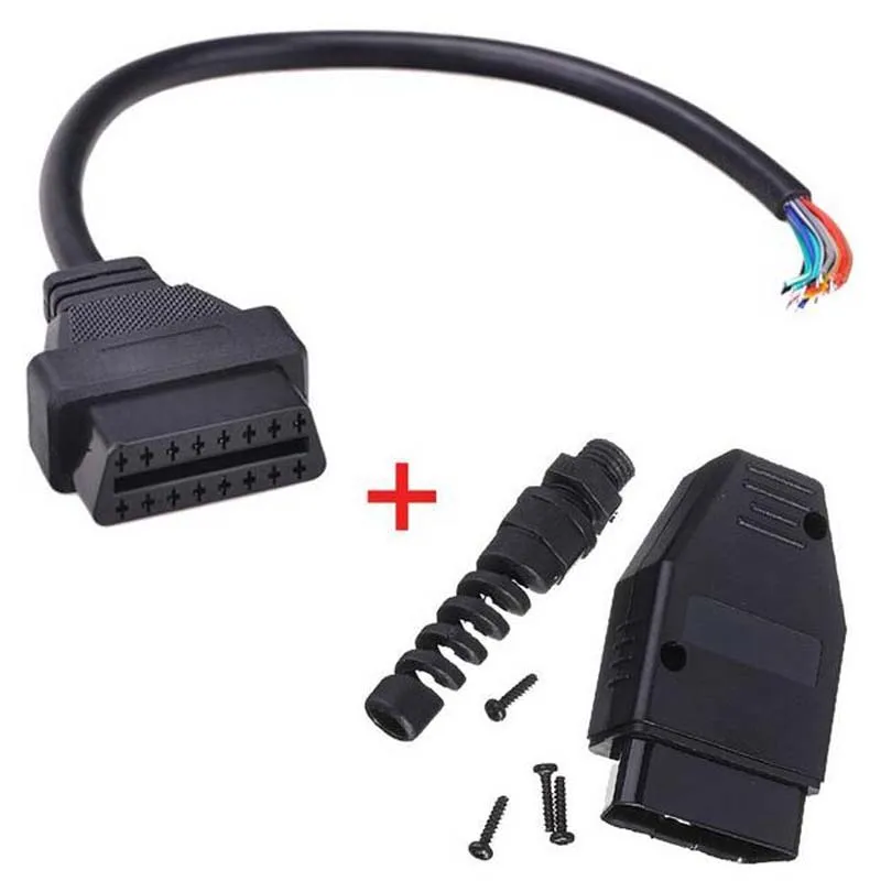 16 контактный Штекерный разъем OBD2 для ELM327 Удлинительный адаптер OBD кабель OBDII EOBD ODB2