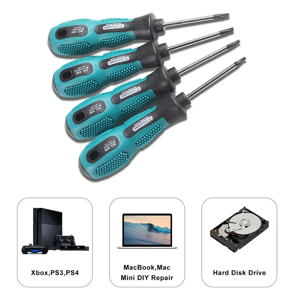 

Набор отверток Torx 4 шт., комплект прецизионных инструментов Torx с шестигранным хвостовиком, магнитные биты, изолированная ручка, Многофункци...