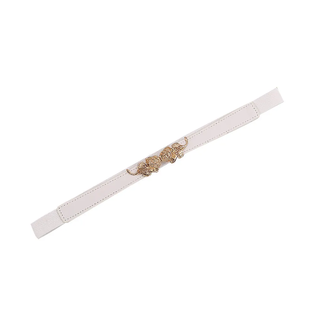 Ремень женский узкий модный кожаный эластичный пояс с тонкой пряжкой A714 лето 2020 |