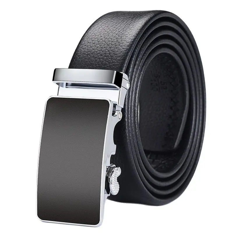 

Ремень мужской из натуральной кожи с автоматической пряжкой, люксовый черный