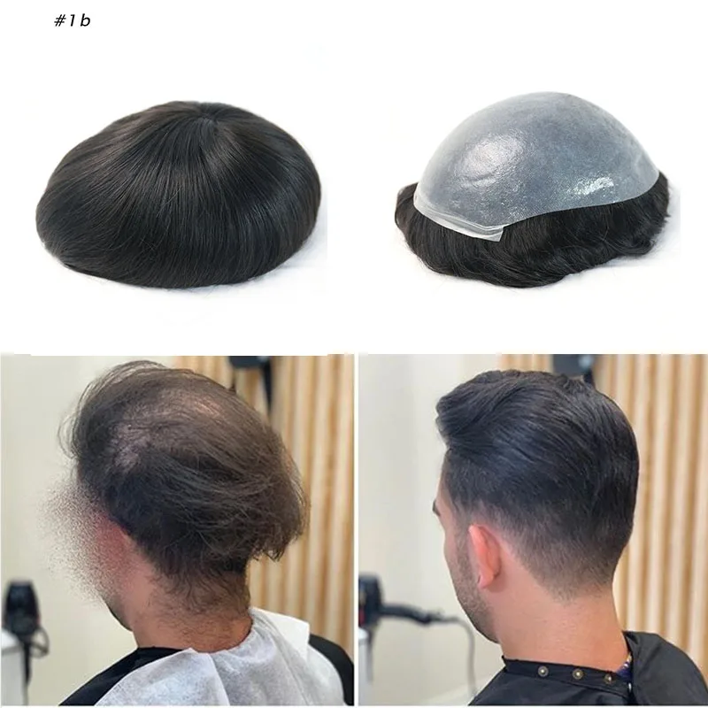 Искусственная кожа заменяемая Мужская t система для мужчин Toupees человеческие