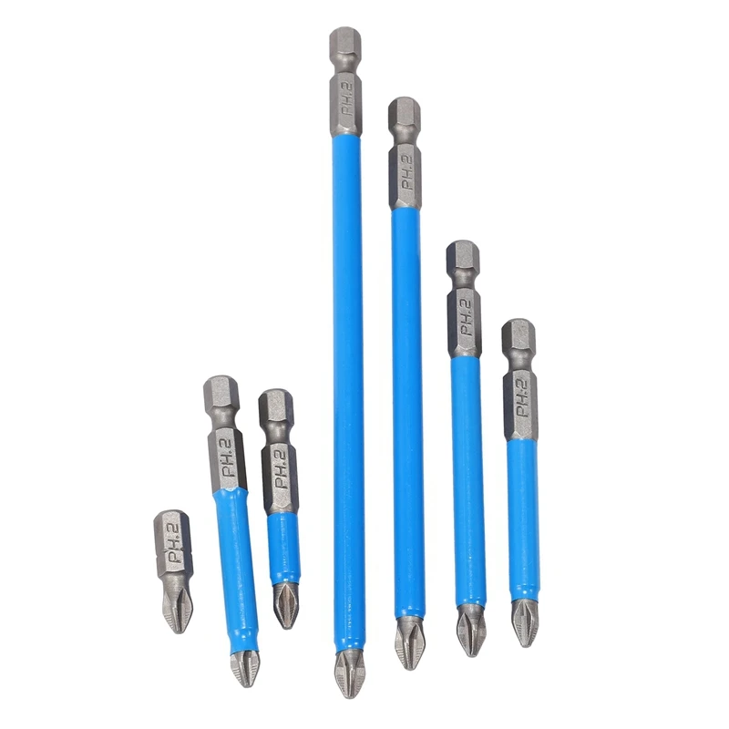 

7Pcs Ph2 Anti Slip Electric Screwdriver Bit Set Bits Hex Shank Magnetic Bits 25mm 50mm 65mm 70mm 90mm 127mm 150mm