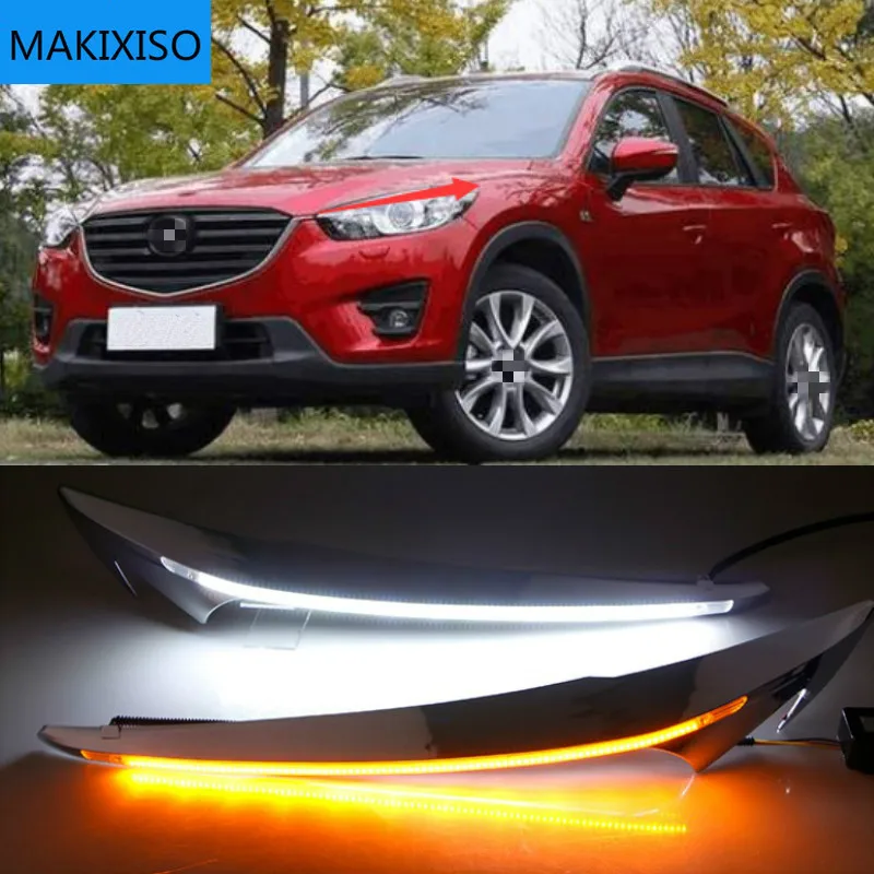 

Дневные ходовые светильник ни желтого цвета, 12 В, 1 пара, дневные ходовые огни для Mazda cx-5 cx5 2012 2013 2014 2015 2016