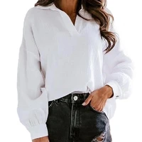 solid color elegant women shirt turn down collar top blouses and shirts long lantern sleeve casual shirt womens clothing blusas