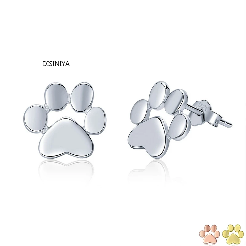 Женские серьги-гвоздики в виде лапы кота и собаки | Украшения аксессуары