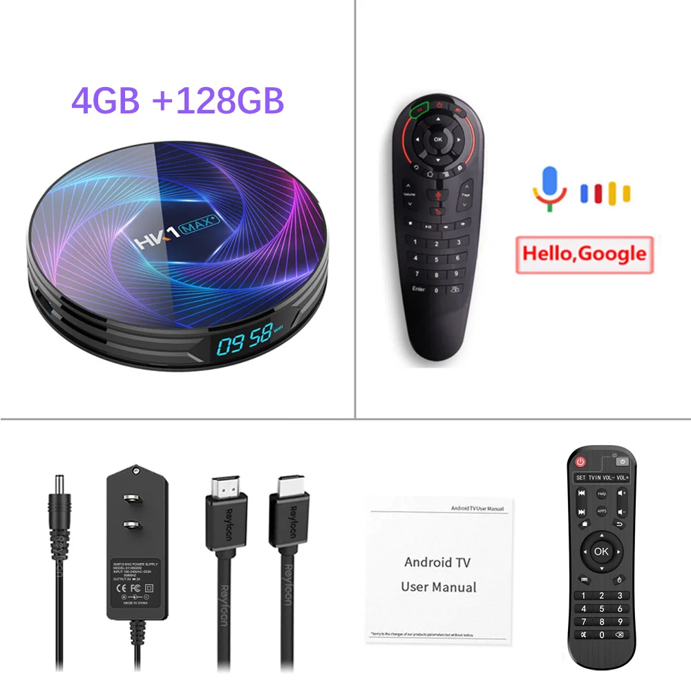 4G 128G G30 Voice HK1 MAX Plus ТВ приставка Android 9,0 Восьмиядерный Rockchip RK3368PRO USB3.0 1080P H.265 4K 60fps Google плеер Netflix Youtube медиа pla - Цвет: 4G 128G G30 Voice
