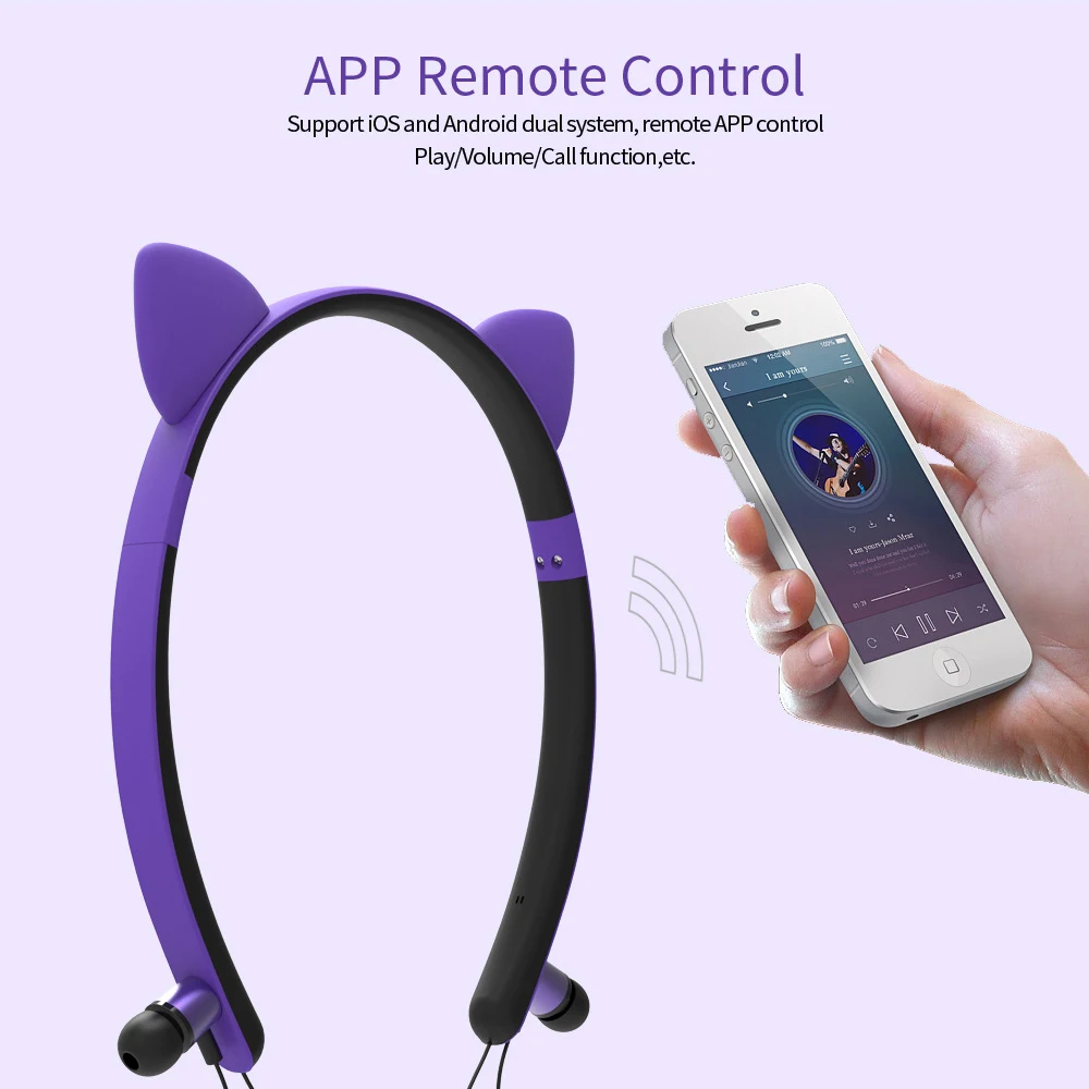 Bluetooth беспроводные наушники Симпатичные Светящиеся кошачьи уши