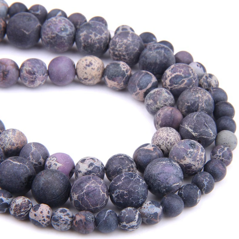 Круглые матовые темно-фиолетовые каменные бусины Jaspe свободные для ожерелья