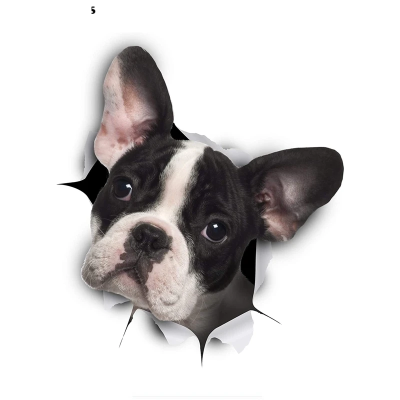 

Creative PVC 15cm X 15cm Car Sticker Accessories 3D Dog French Bulldog Motorcycle Waterproof Car Window Decal