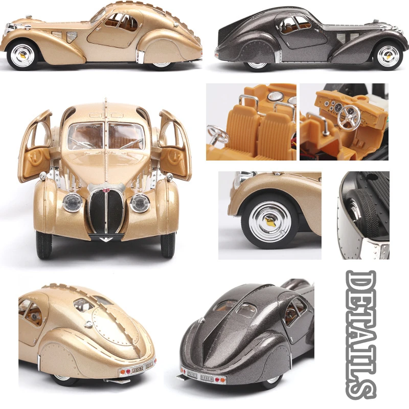 

1:28 Bugatti classic car antique car simulation car model collection gift pull-back vehicle