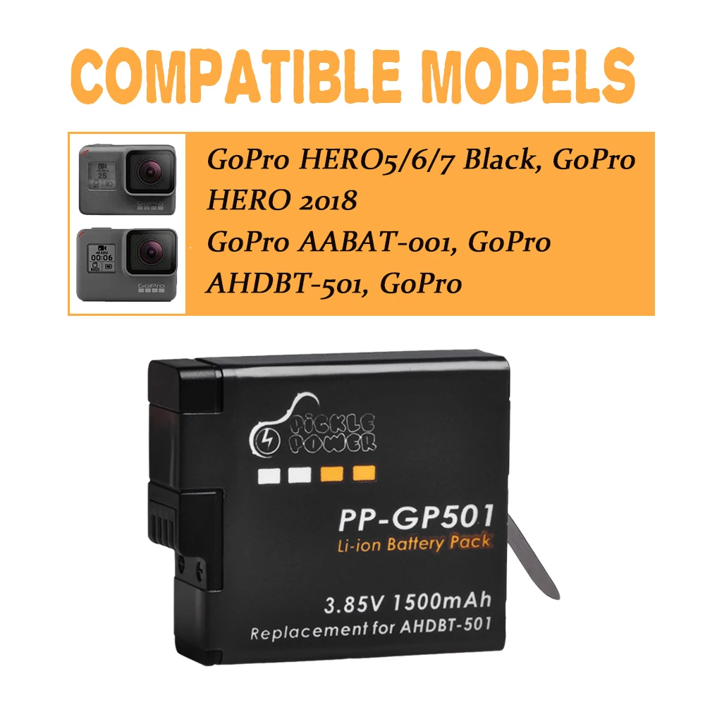 Сменный аккумулятор для GoPro Hero 5 4 шт. 1500 мАч черная батарея Akku 6 7 AHDBT 501|Цифровые