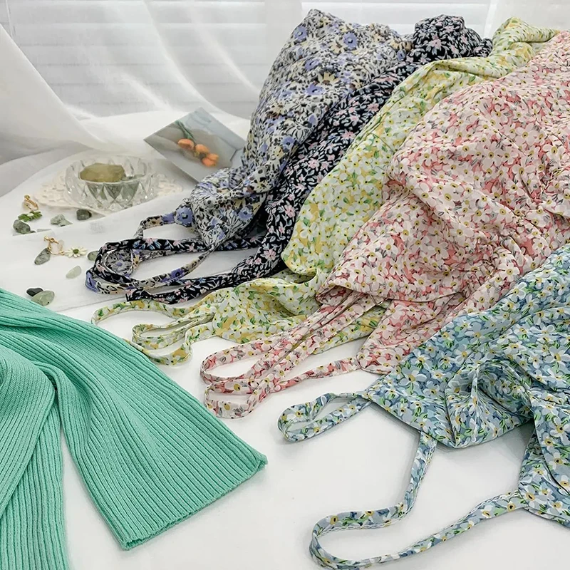 Платье JuneRain женское шифоновое на бретелях-спагетти модное Плиссированное