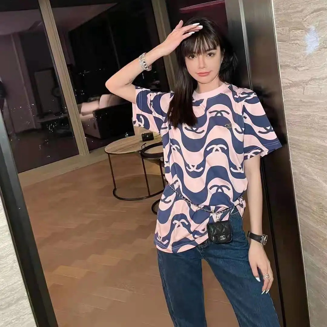 

Striped short sleeve women's 2021 summer new Korean printed letter student top loose and slim fashion T-shirt