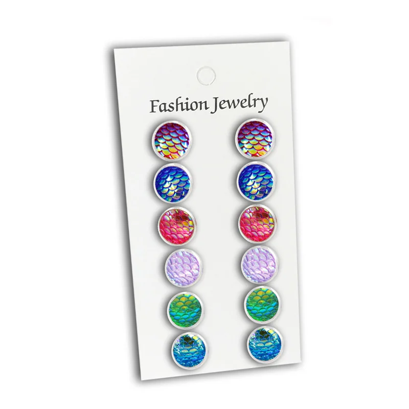 Новые серьги гвоздики с 6 элементами для пирсинга милые круглые женщин бижутерия