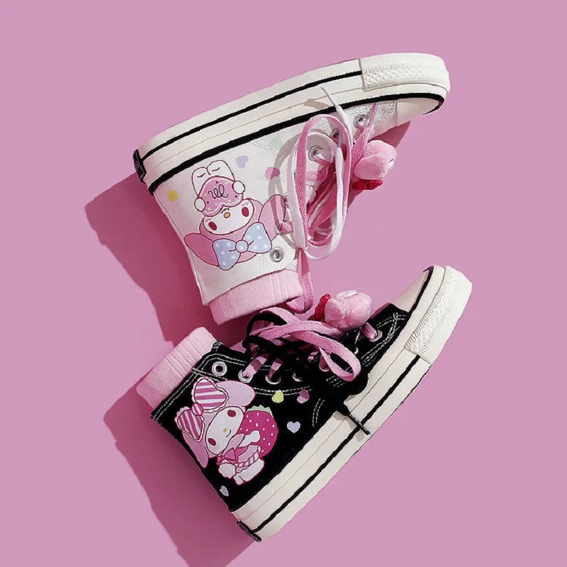 

Lolita High Top Flats Canvas Shoes Summer Couple Student Sneakers Women's Trend Graffiti Hand Painted Cute Cartoon Casual Shoes