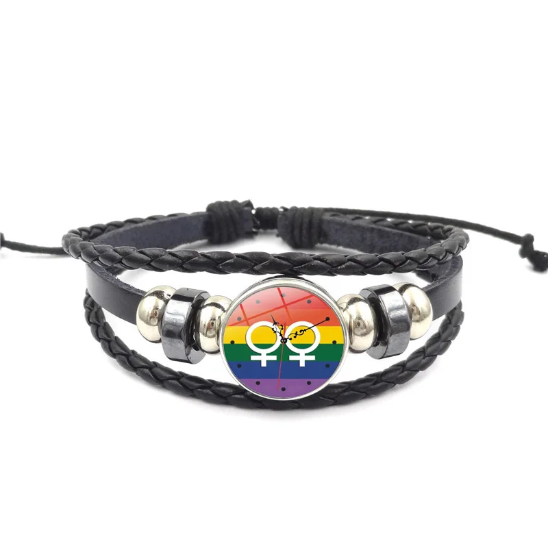 Гей Прайд Винтаж Панк девушка плетение браслет Радуга ЛГБТ Любовь ювелирные