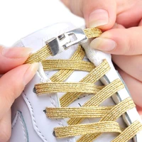 cross metal lock elastic shoelaces flat fashion colorful no tie shoelace child adult on foot leisure sneakers lazy laces 1 pair