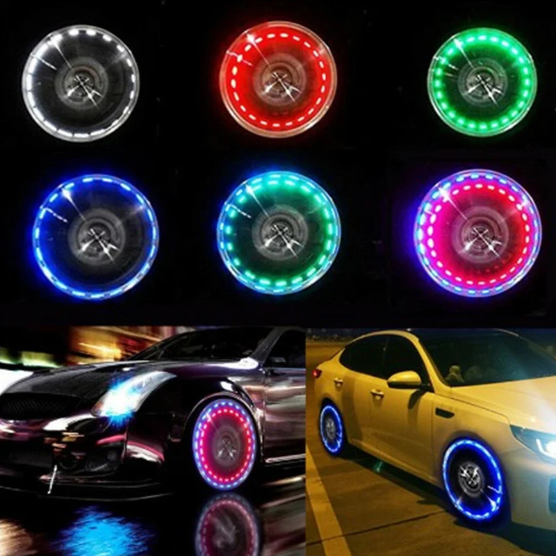 Bicycle Tire Valves Lights Solar Energy Colorful LED Flash Lamp Wheel for Cars Bikes Motorcycles MSU88  Красота и