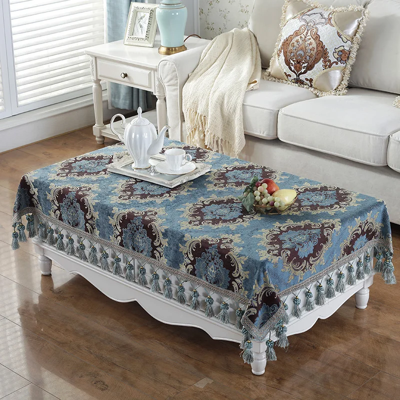 

European Cotton Linen Suspender Tablecloth Quality Comfortable Soft Fabric Dining Table Mat Square Cover Towel Bedside Cover