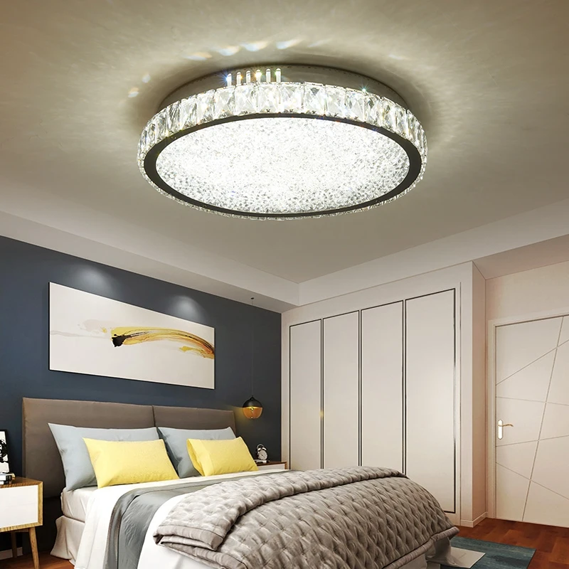 Luces LED colgantes de lujo con pantalla de cristal para sala de estar, Lustres modernos de ámbar/transparentes, lámpara de techo de vestíbulo de atenuación