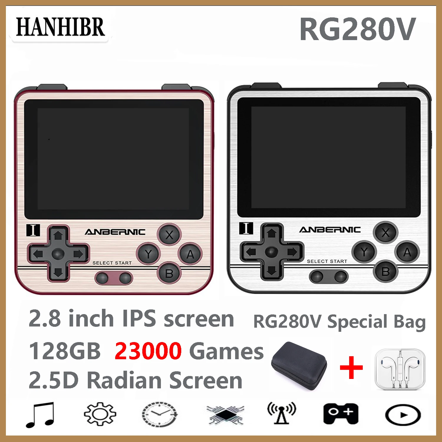 ANBERNIC RG280V PS1 чехол для телефона в виде ретро игровой консоли 2 8 &quotIPS Opendingux 64G 5000 игры