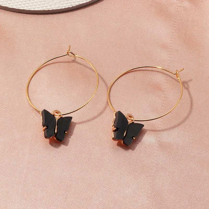 

kid's jewelry fashion color acrylic butterfly earrings individual butterfly ear buttons female
