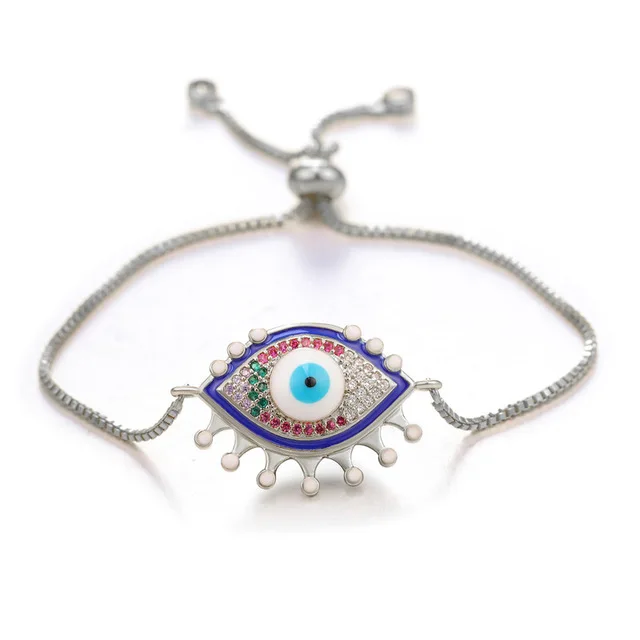 New evil eye JUWANG Турецкий Дурной глаз браслеты для женщин микро проложить Циркон Шарм регулируемые цепи Мода ручной работы ювелирные изделия подарок - Окраска металла: New evil eye