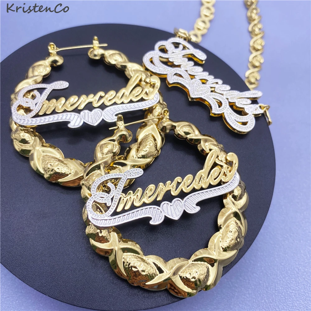 Kristen XOXO Custom Name Jewelry Set Fashion New Ladies Earrings Gold Hoops for Women Gifts |